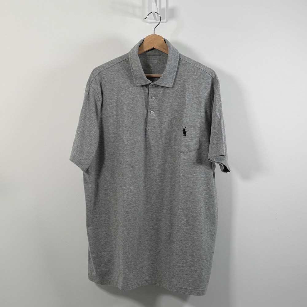 Polo Ralph Lauren Performance Polo Shirt Mens XL Gray Short Sleeve Pony Preppy